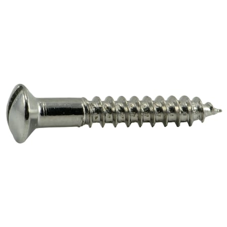Midwest Fastener Wood Screw, #4, 3/4 in, Chrome Steel Oval Head Slotted Drive, 60 PK 62194